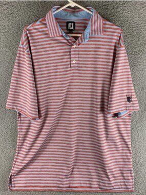 FootJoy Golf Polo Shirt Men’s XL Blue Red Striped Performance